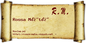 Rossa Máté névjegykártya